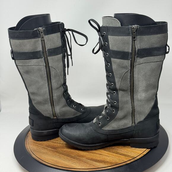 UGG BRYSTL Tall Waterproof Lace Up Grey/Black Snow Boots Women's Size 9 - Picture 5 of 9